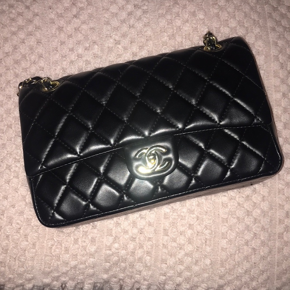 Chanel black CC double flap hand bag